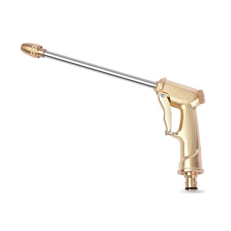Manufacturer supplies electroplated frosted all-metal aluminum-copper plated household nipple-type extended rod high-pressure car wash water gun - Image 1